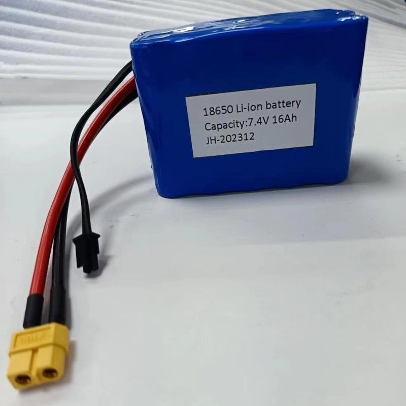 कस्टम बैटरी पैक 7.4V 16Ah 2S5P 18650 सेल 3200mAh BMS 25A MX3.0 चार्जिंग प्लग के साथ
