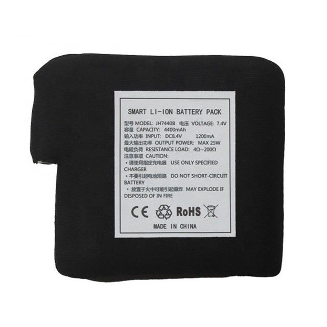 काले कपड़े में लपेटा हुआ बैटरी 7.4V 4400mAh 5200mAh 6400mAh 7000mAh बैटरी हीटेड वेस्ट के लिए