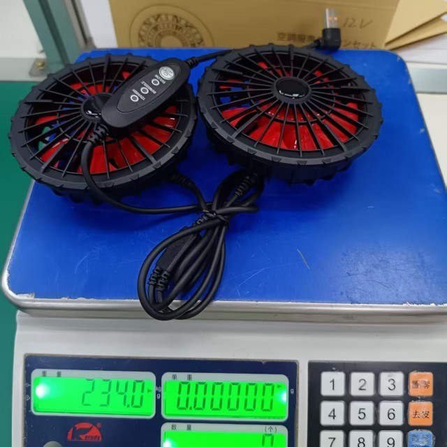 जैकेट कूलिंग फैन 12V फैन USB कंट्रोल विंड स्पीड 12V हाई 9V मीडियम 5V लो