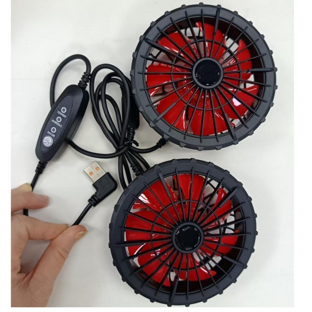 जैकेट कूलिंग फैन 12V फैन USB कंट्रोल विंड स्पीड 12V हाई 9V मीडियम 5V लो